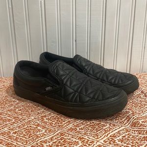 Karl Lagerfeld x Vans quilted black leather slip on